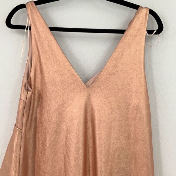 Zara Rose Gold Metallic Ruffle Mini Dress Size Medium - Picture 10 of 16